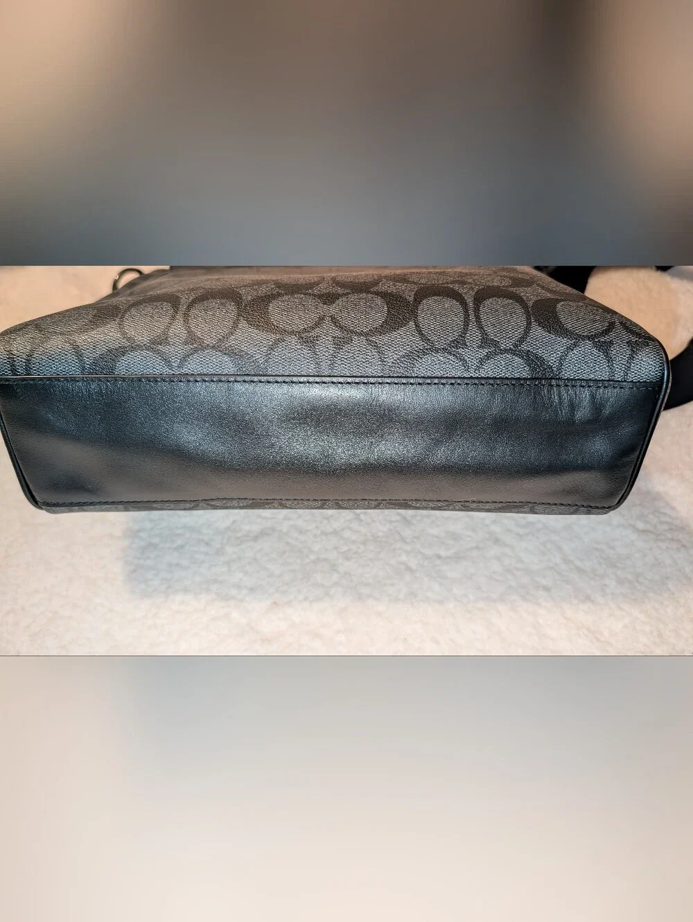 Coach Houston Map Bag In Signature Canvas Gunmetal Charcoal Black VGUC